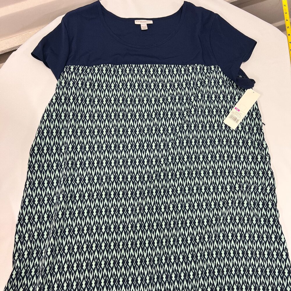 Liz Lange Maternity Dress Women's XXL Blue Green Shift Lightweight NEW Flowy